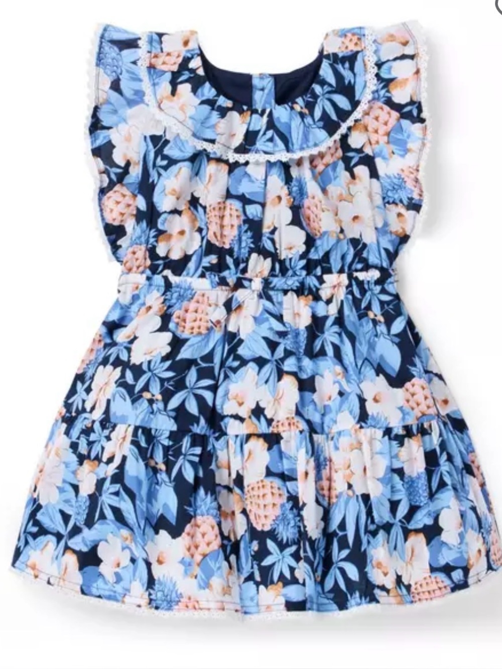 Janie & Jack Pineapple Floral Ruffle Dress. Size 3. NWT.